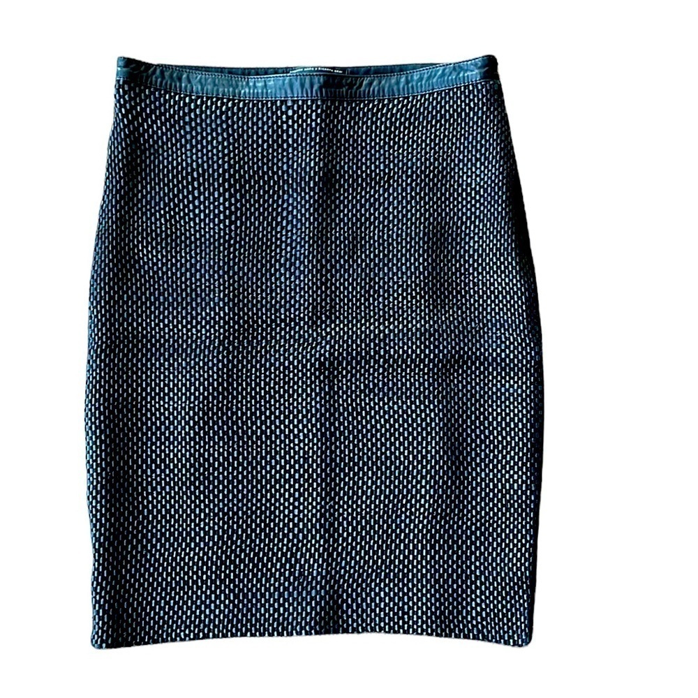 Andrew Marc x Richard Chai Woven Leather Pencil Skirt